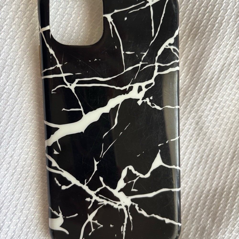 Black Marble IPhone 11 Case with White Vein Accent - Protective Cell Phone Cover